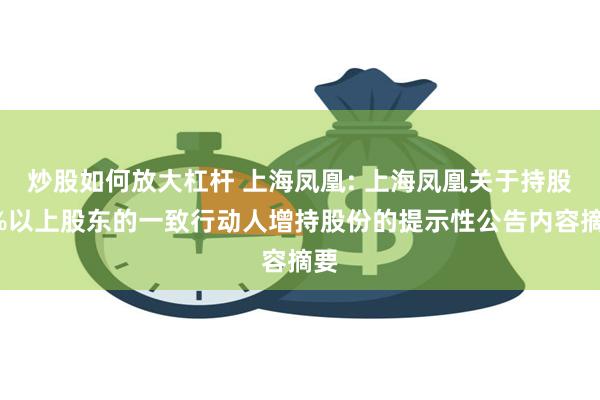 炒股如何放大杠杆 上海凤凰: 上海凤凰关于持股5%以上股东的一致行动人增持股份的提示性公告内容摘要