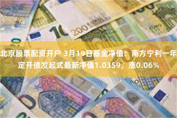 北京股票配资开户 3月19日基金净值：南方宁利一年定开债发起式最新净值1.0359，涨0.06%